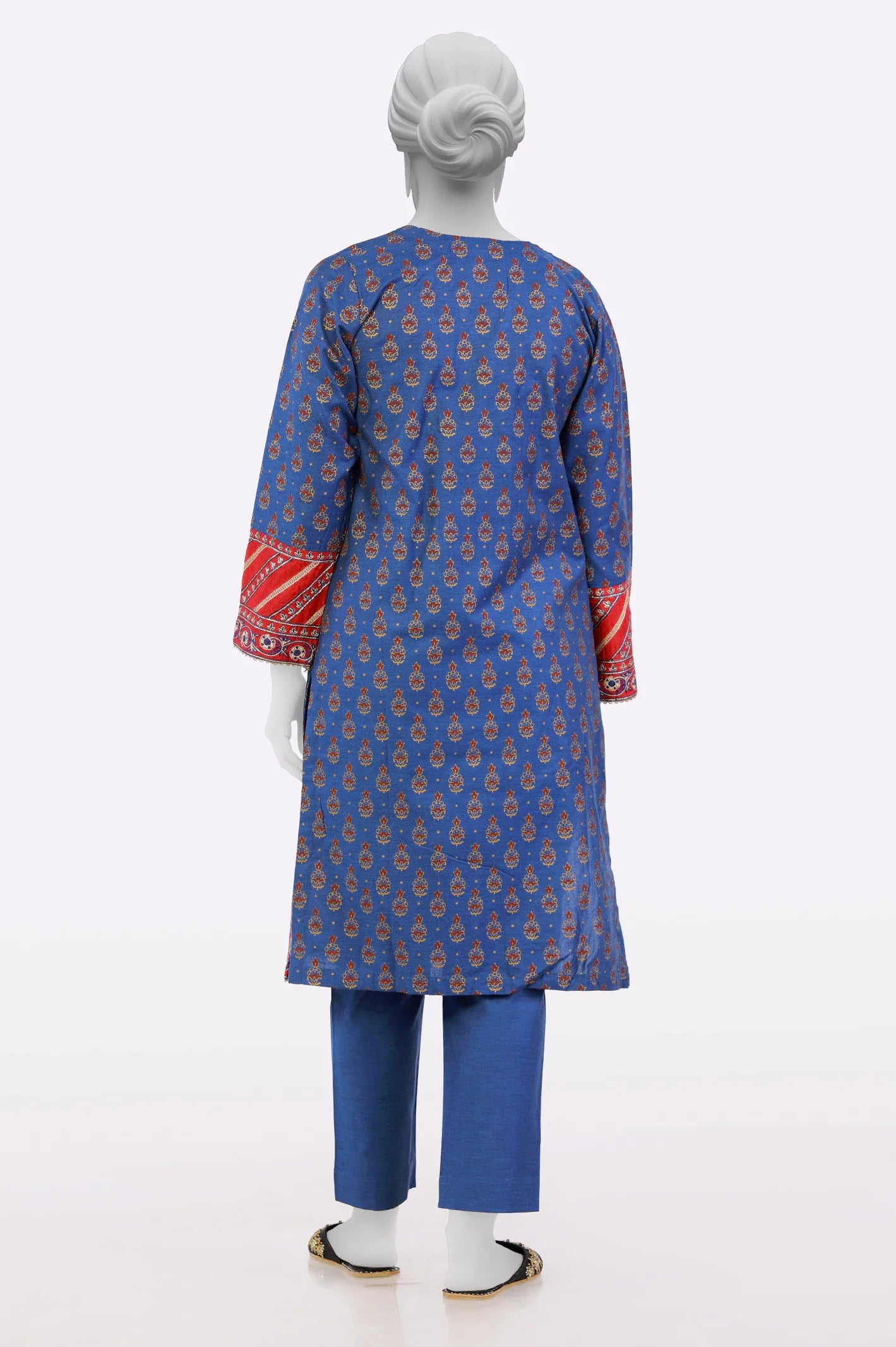 2PC Navy Blue Embroidered Suit for Womens