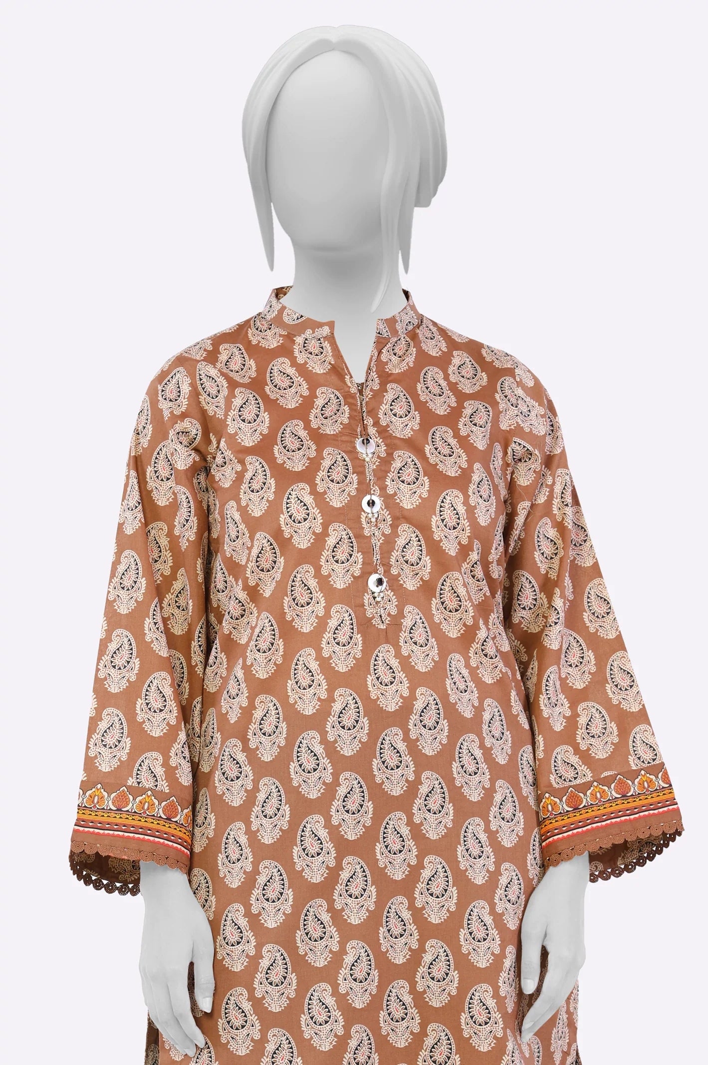 Womens Ready To Wear Brown Printed Kurti