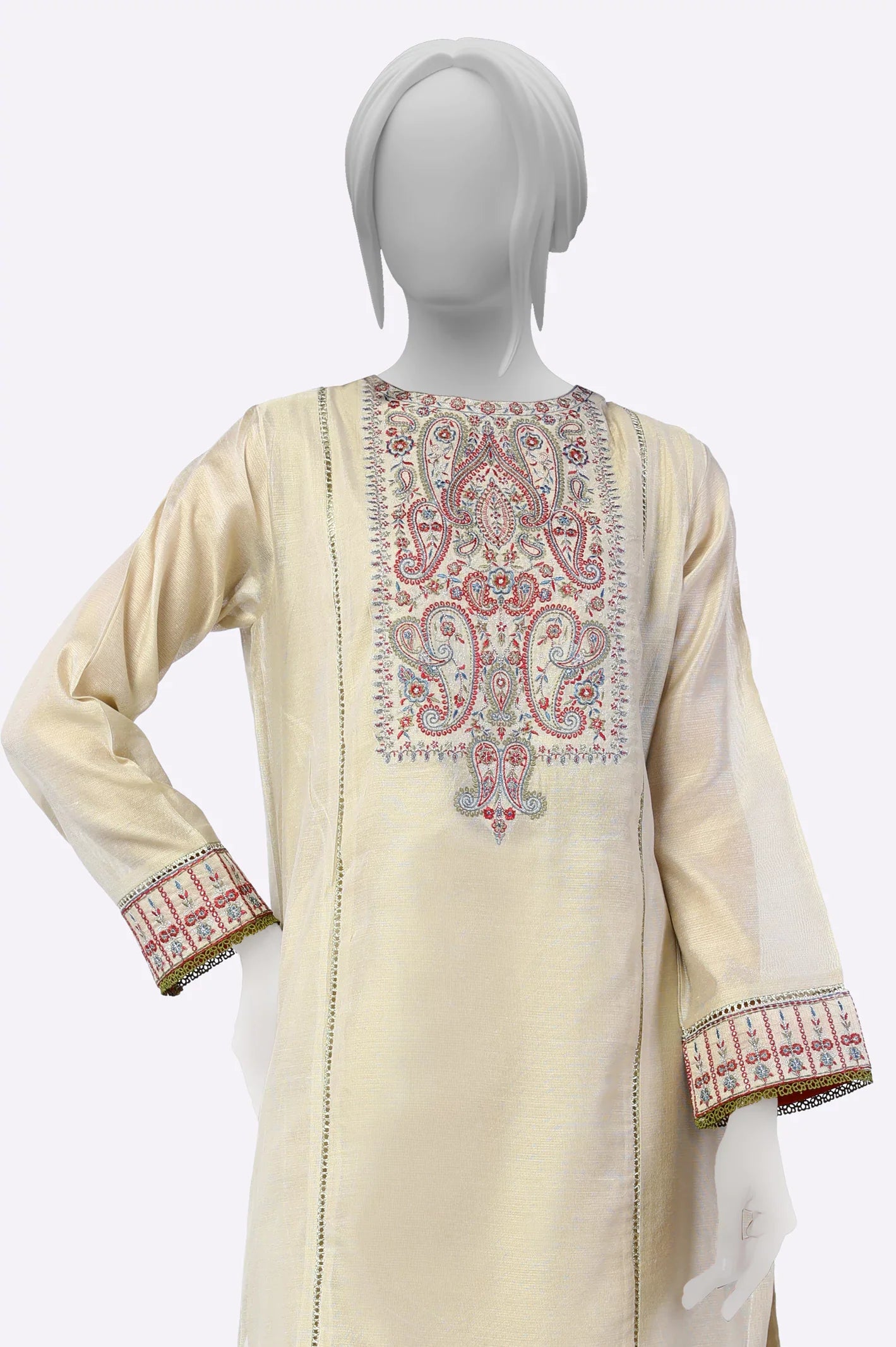Cream Embroidered Kurti From Sohaye By Diners