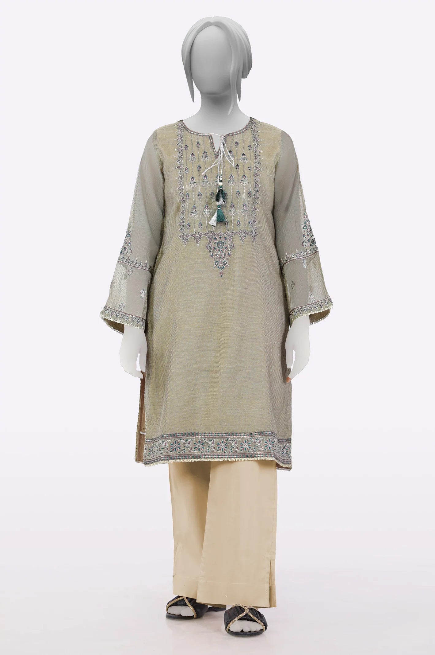 Brown Embroidered Ready To Wear Kurti