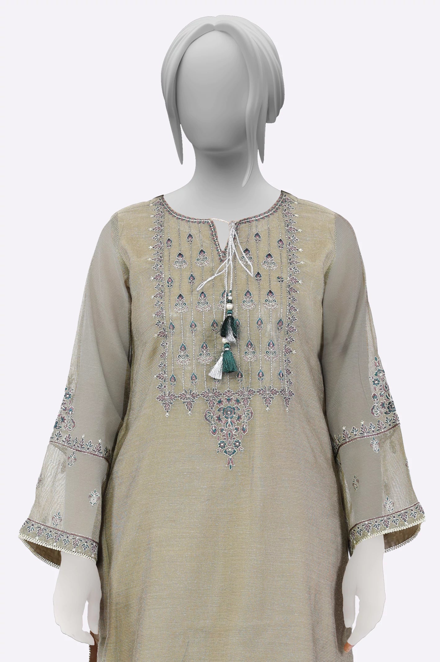 Brown Ready To Wear Embroidered Kurti