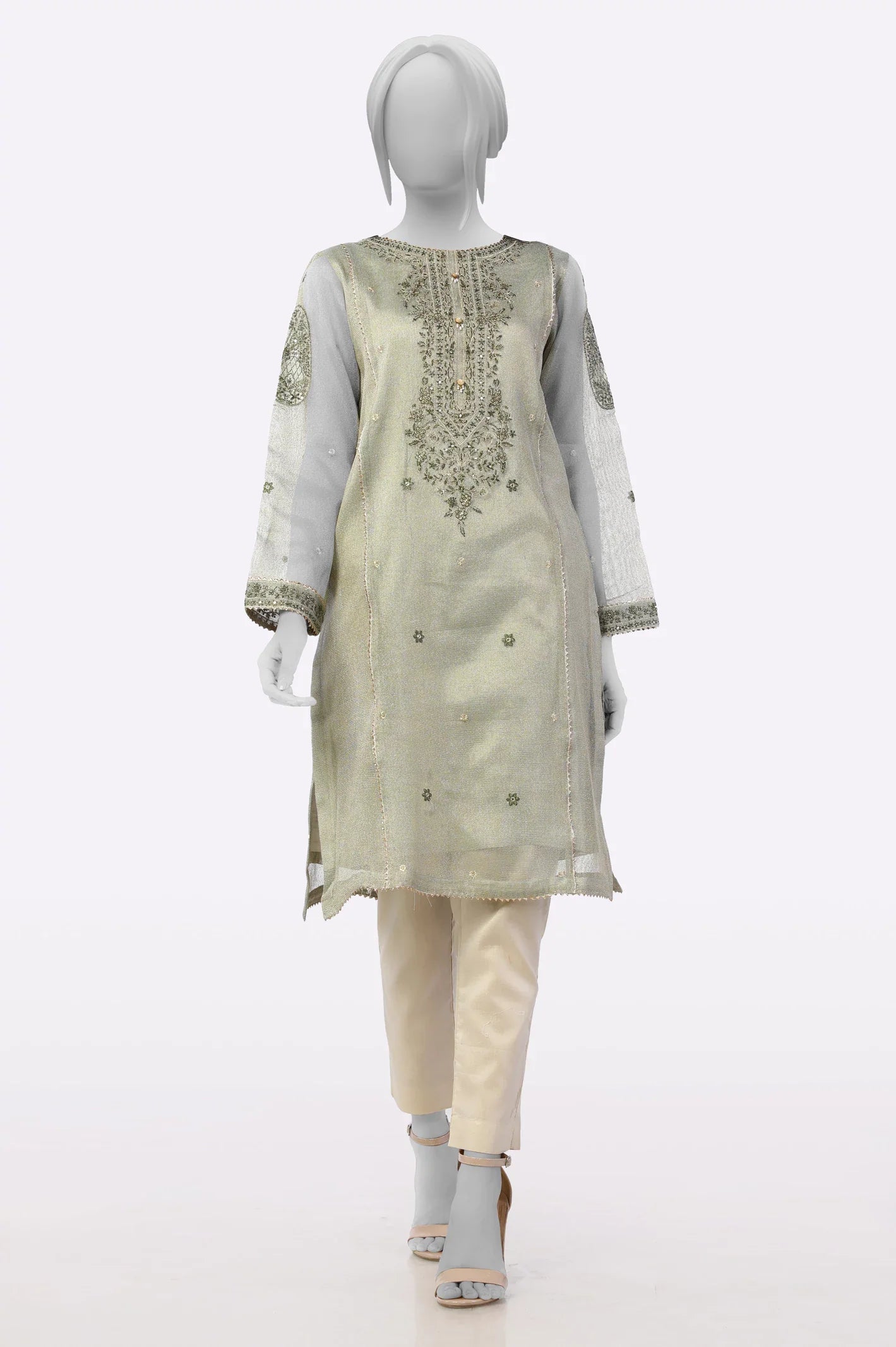 Beige Embroidered Kurti From Sohaye By Diners