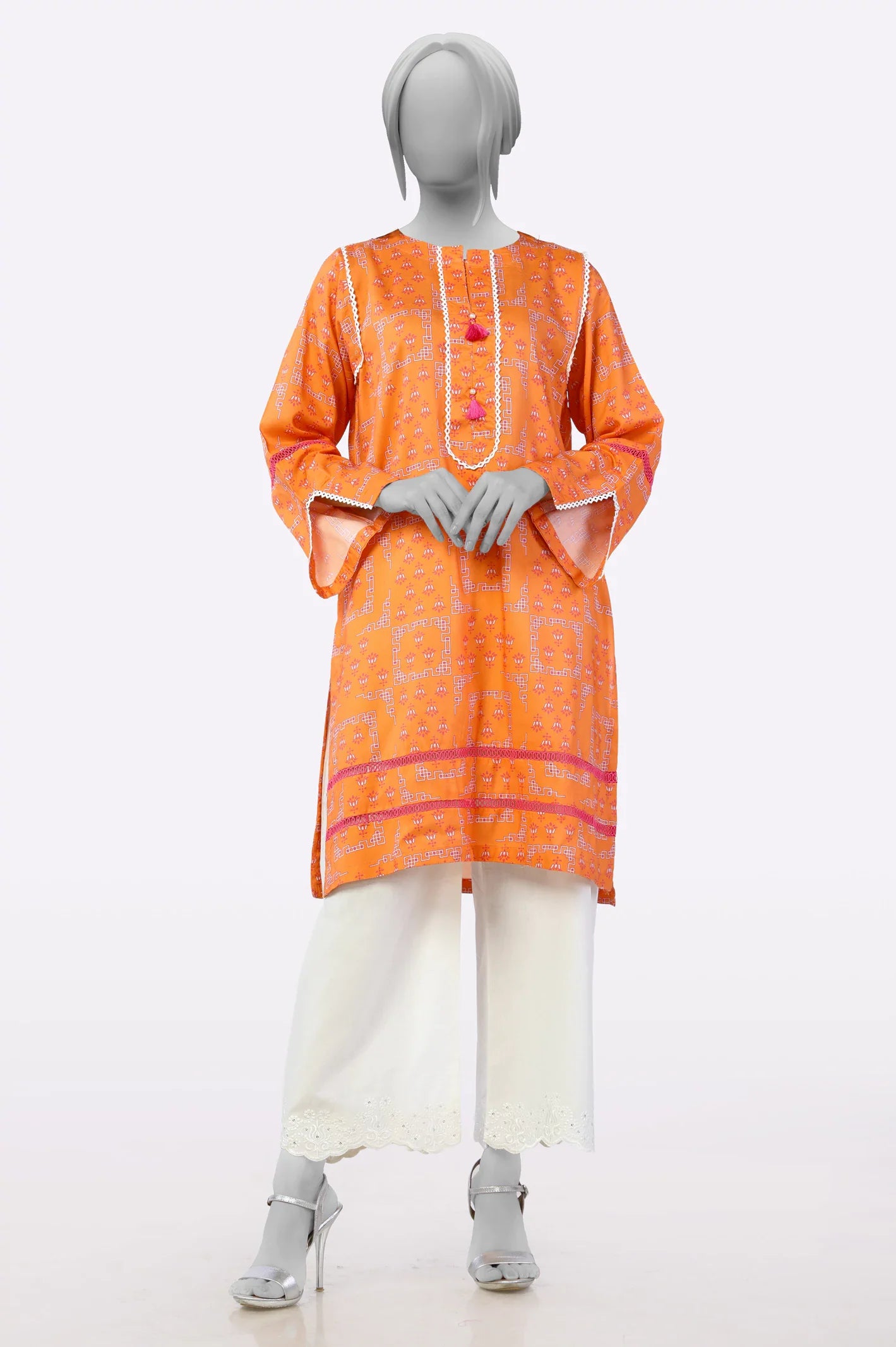 Orange Embroidered Kurti From Sohaye By Diners