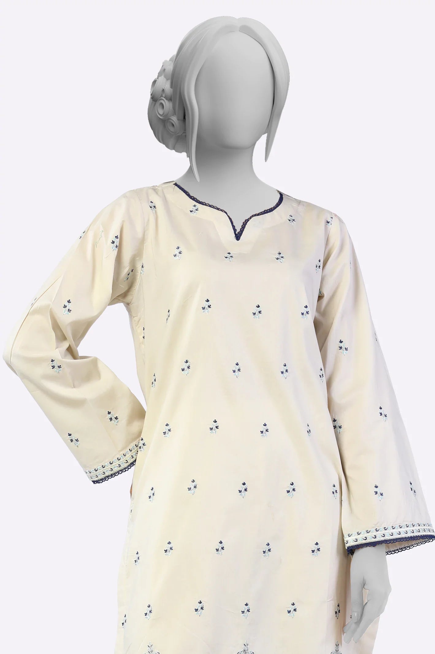 Ivory Embroidered Kurti From Sohaye By Diners