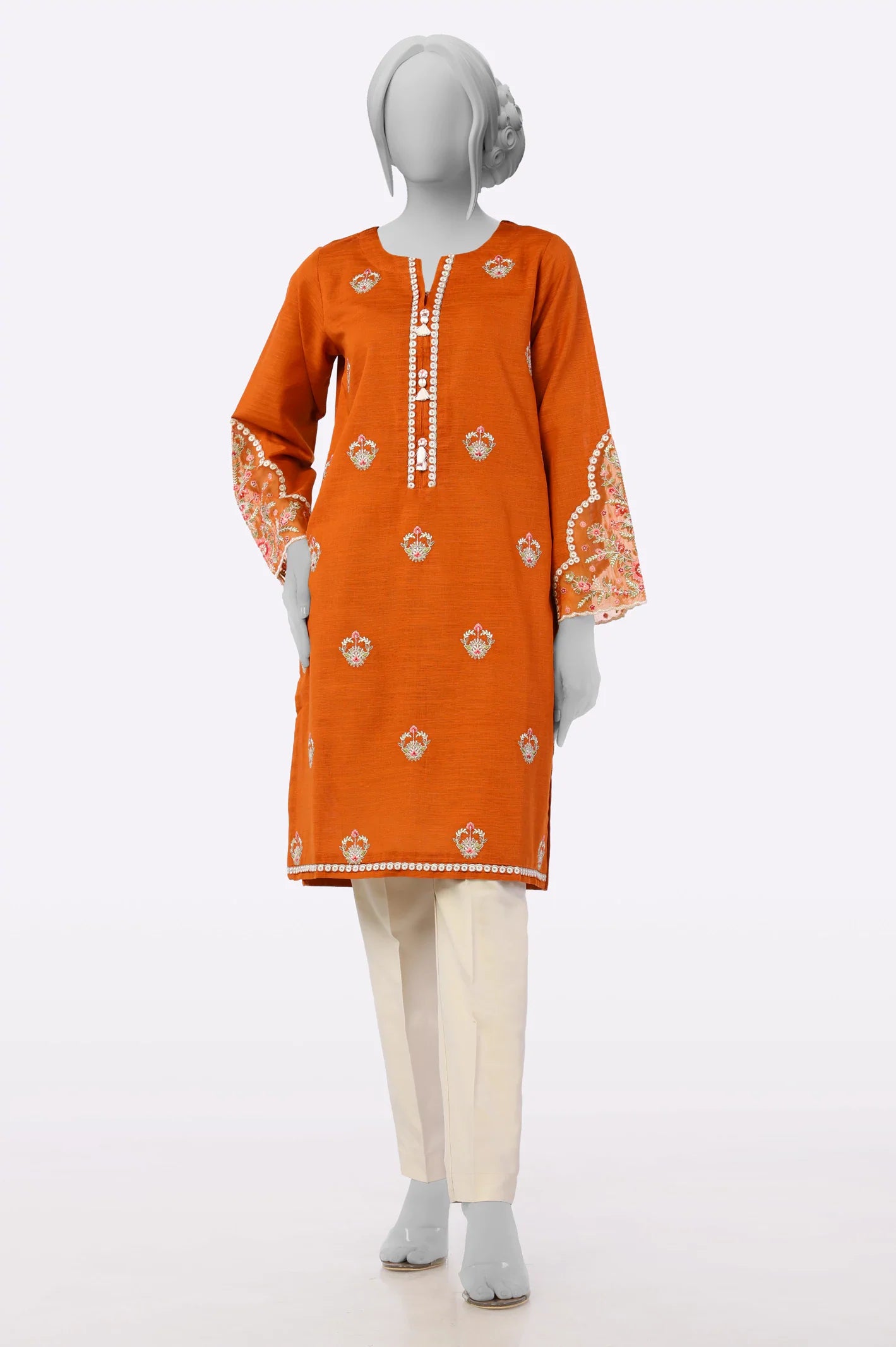 Rust Embroidered Kurti From Sohaye By Diners