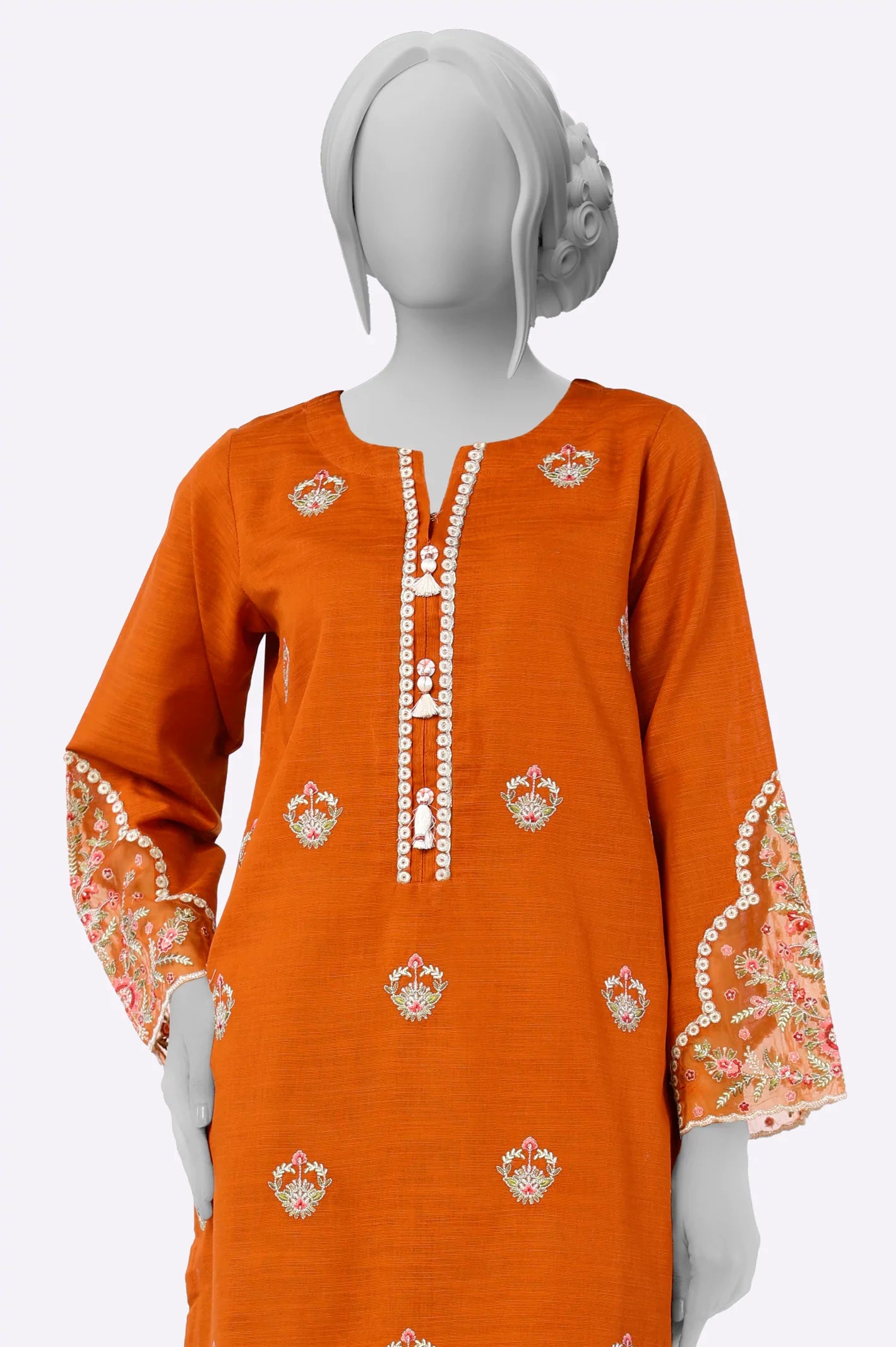 Rust Embroidered Kurti From Sohaye By Diners