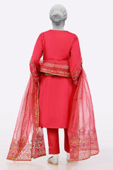 Pink Embroidered 3PC