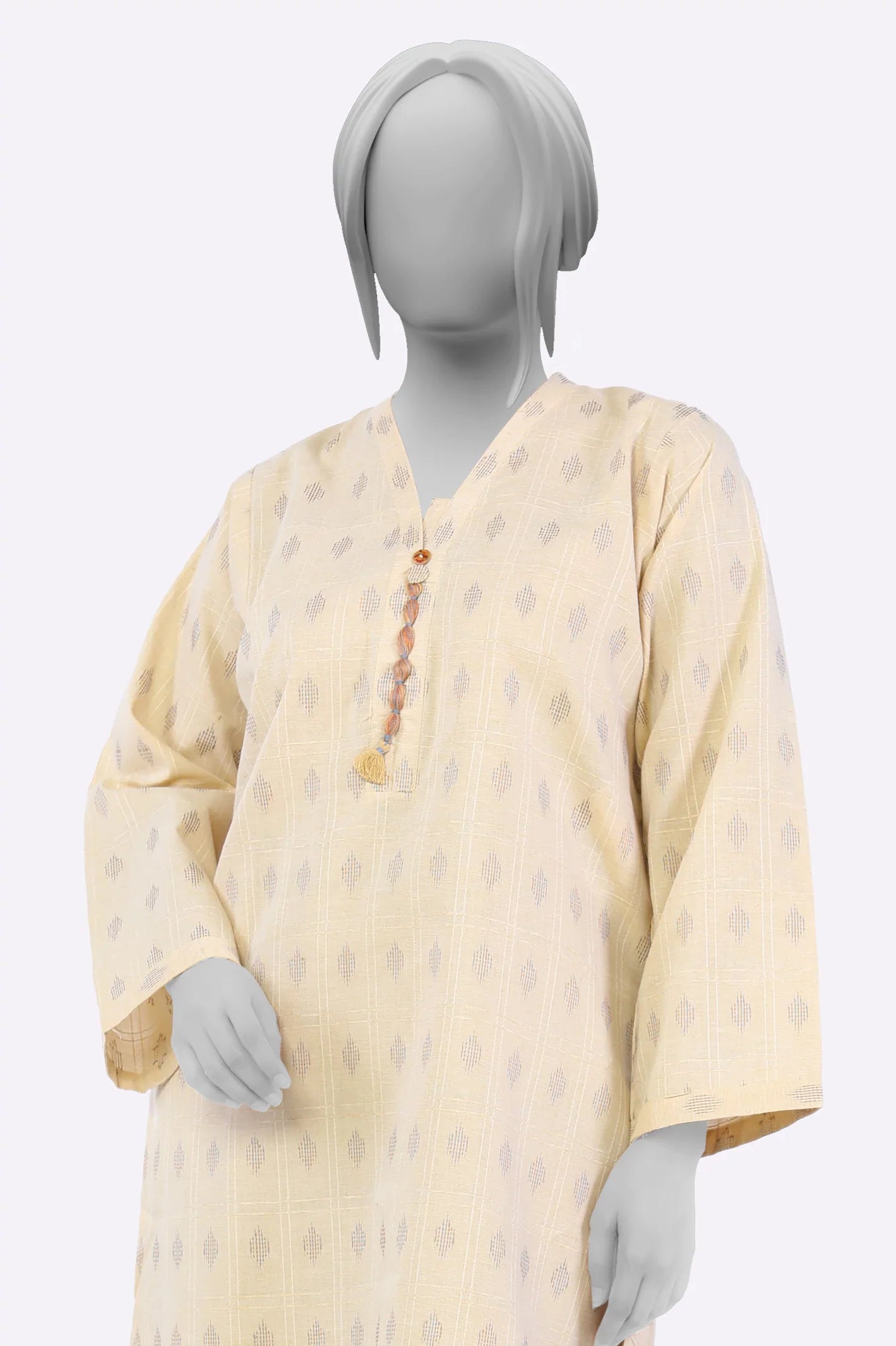 Womens Ready To Wear Cream Stylized Kurti