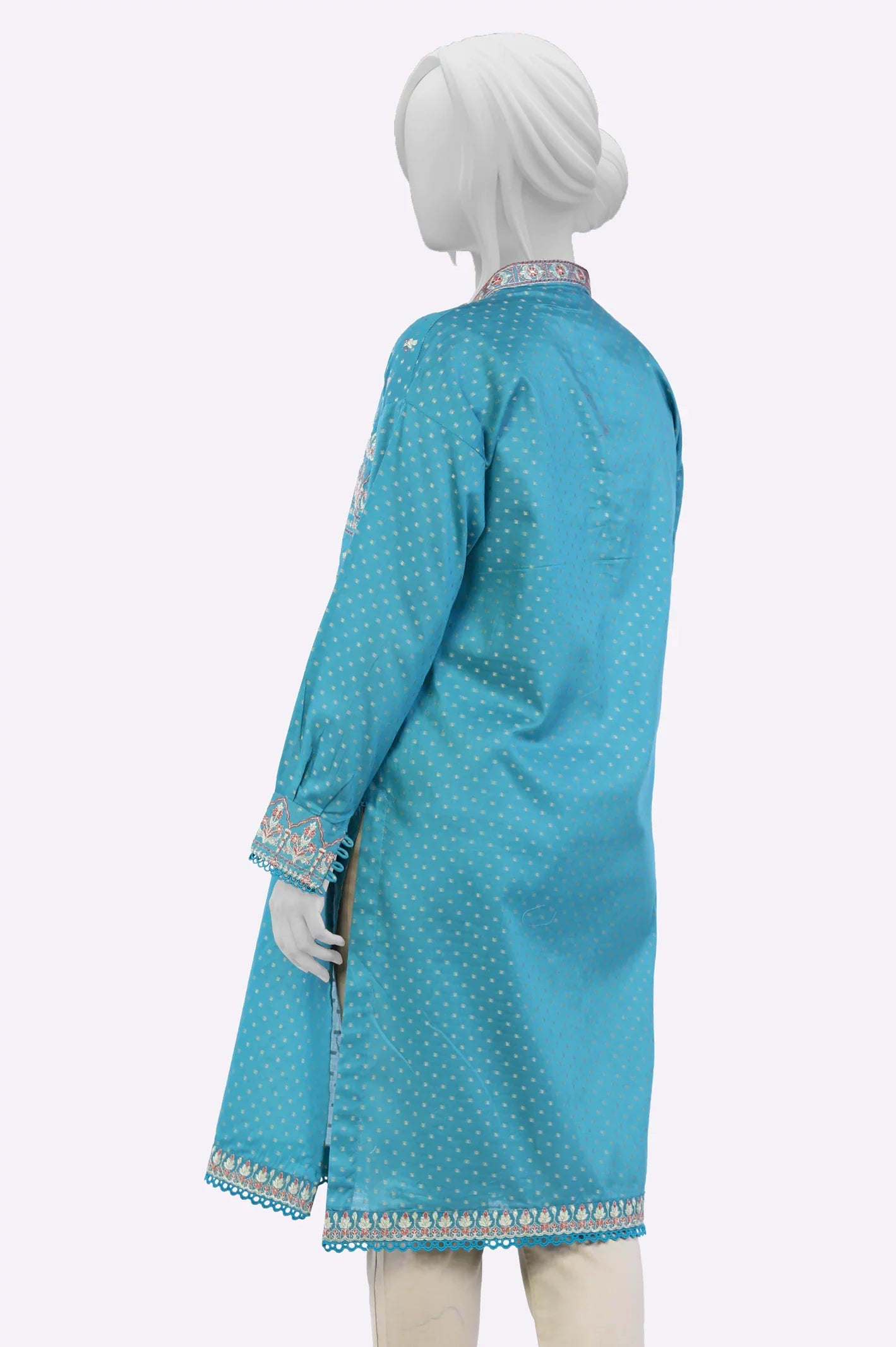 Teal Embroidered Ready To Wear Kurti for Womens 