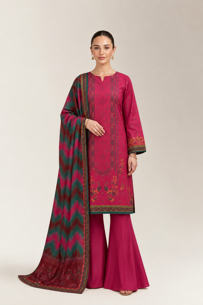 Printed Unstitched 3PC