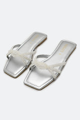 Silver Ladies Casual Slippers