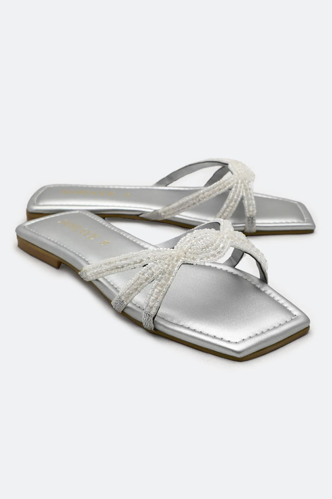 Silver Ladies Casual Slippers