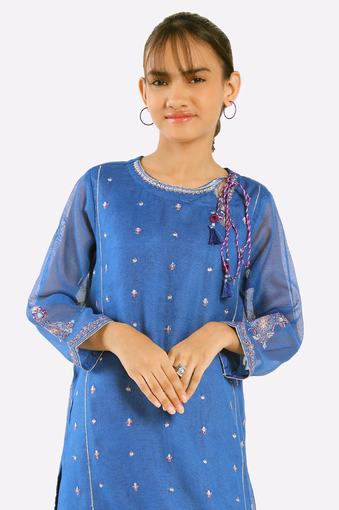 Blue Embroidered Girls 2PC