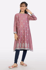 Purple Block Printed Girls Kurti