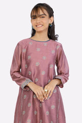 Purple Block Printed Girls Kurti