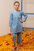 Light Blue Embroidered Girls Kurti