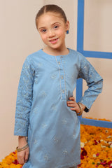 Light Blue Embroidered Girls Kurti