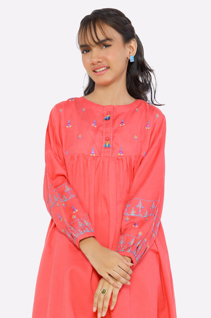 Coral Embroidered Girls 2PC