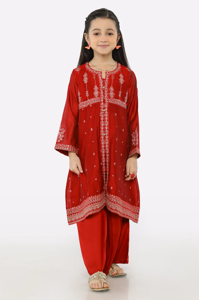 Red Embroidered Girls 2PC