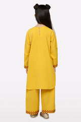 Yellow Embroidered Girls 2PC