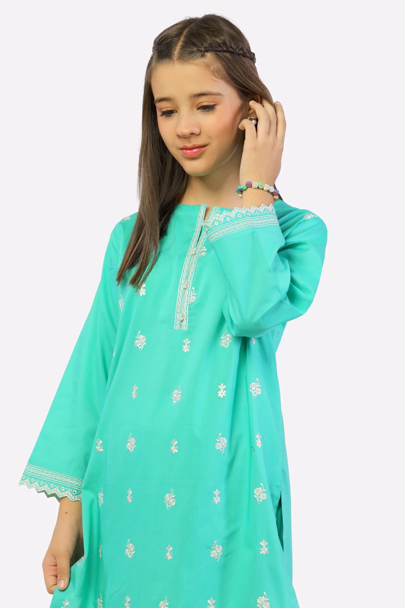 Green Embroidered Girls 2PC From Sohaye By Diners