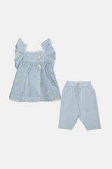 Light Blue Embroidered Infant 2PC