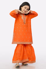 Orange Embroidered Girls 2PC