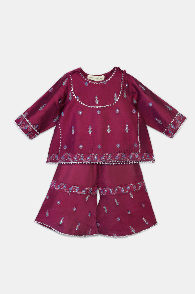 Magenta Embroidered Infant 2PC