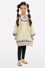 Beige Embroidered Girls Kurti