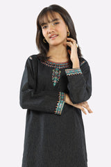 Black Embroidered Girls Kurti