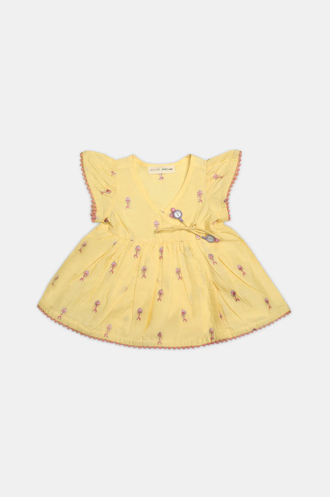 Yellow Embroidered Infant Kurti