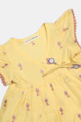 Yellow Embroidered Infant Kurti