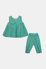 Sea Green Embroidered Infant 2PC