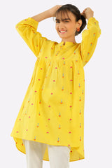 Yellow Embroidered Kurti