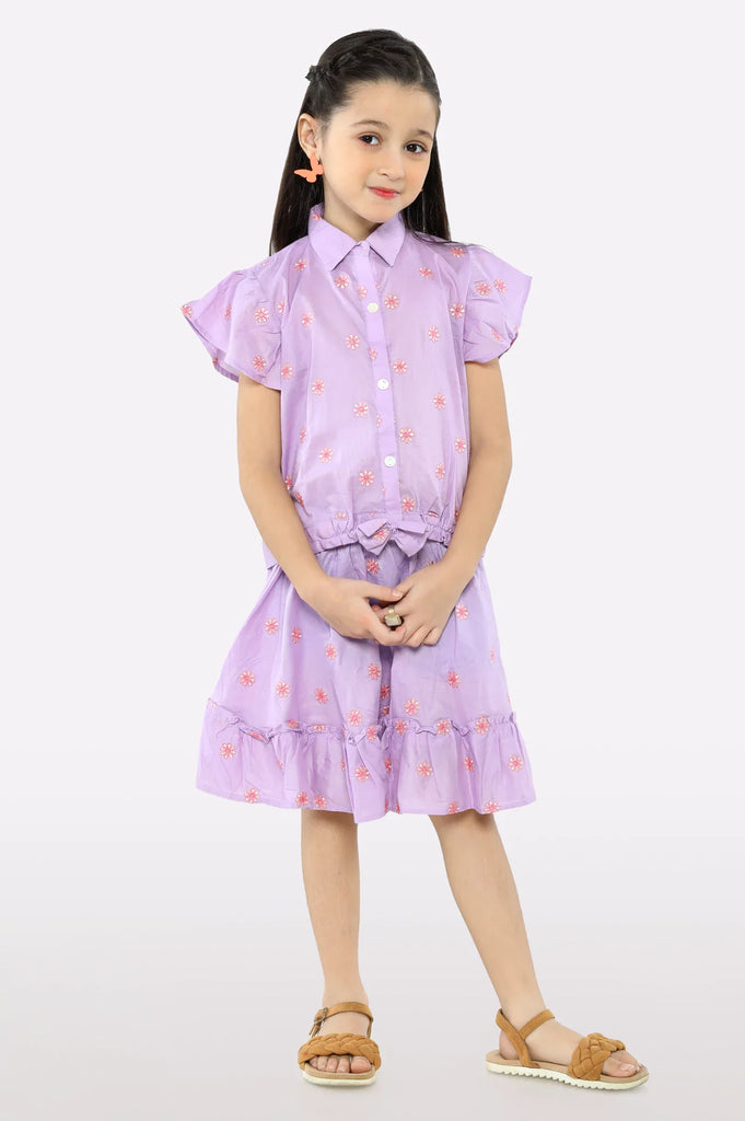 Lilac Embroidered Girls 2PC