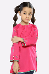 Pink Embroidered Girls Kurti