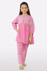 Light Pink Block Printed Girls 2PC