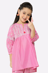 Light Pink Block Printed Girls 2PC