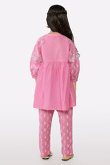 Light Pink Block Printed Girls 2PC