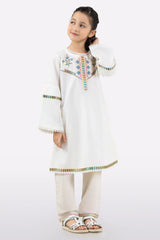 White Embroidered Girls Kurti