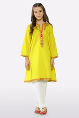 Yellow Embroidered Girls Kurti