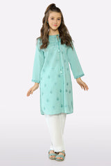 Sea Green Embroidered Girls Kurti