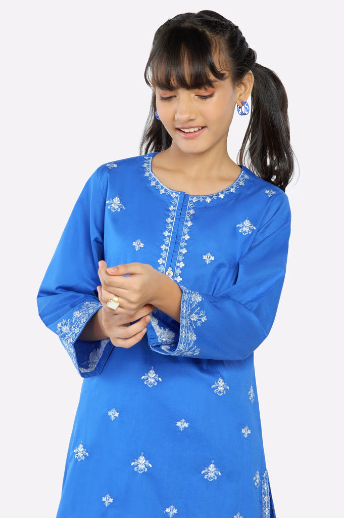 Blue Embroidered Girls 2PC