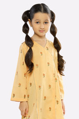 Mustard Embroidered Girls Kurti