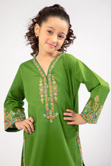 Olive Embroidered Girls 2PC