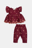 Maroon Embroidered Infant 2PC