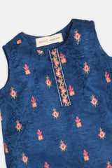 Navy Blue Embroidered Infant 2PC