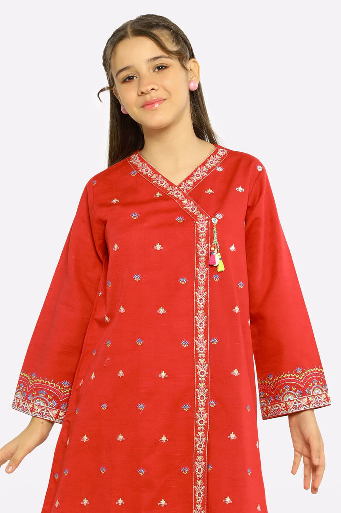 Red Embroidered Girls 2PC