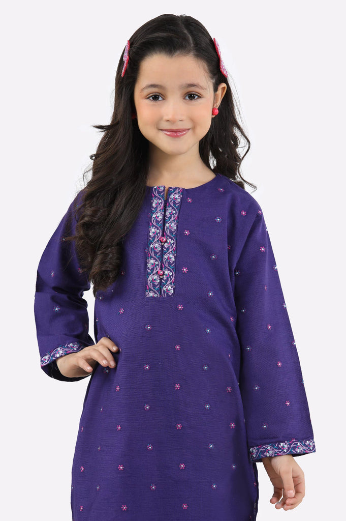 Purple Embroidered Girls 2PC