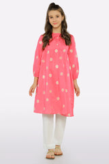 Pink Embroidered Girls Kurti